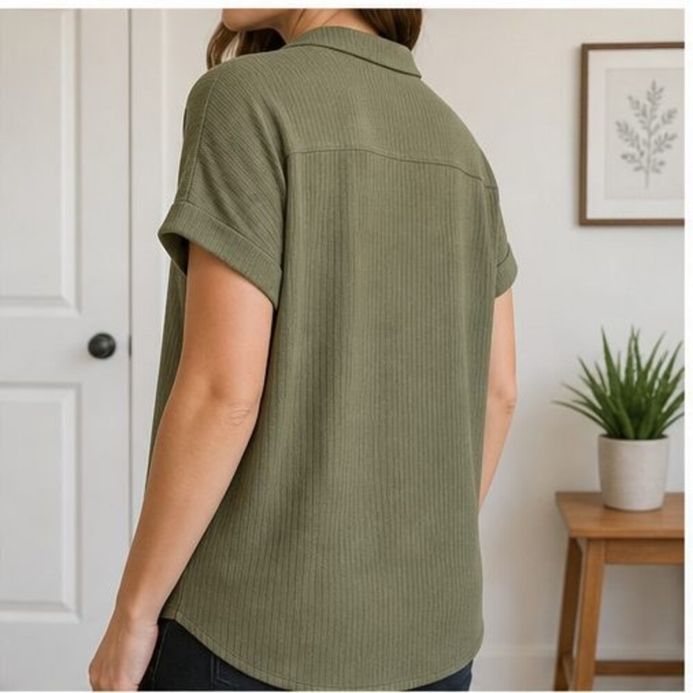 Olive Ruffle Blouse - Picture 3 of 6
